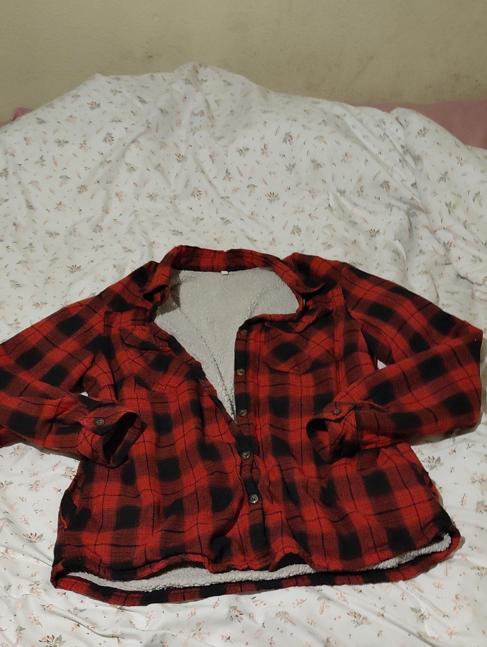 Red and Black Plaid Sherpa-Lined Utility Jacket